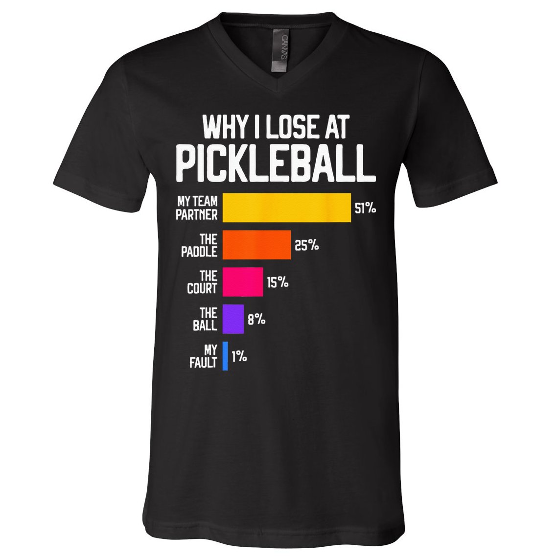 Why I Lose At Pickleball Humor Funny Pickleballers V-Neck T-Shirt