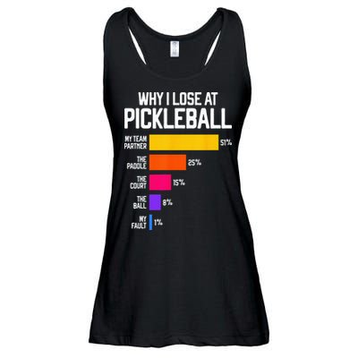 Why I Lose At Pickleball Humor Funny Pickleballers Ladies Essential Flowy Tank