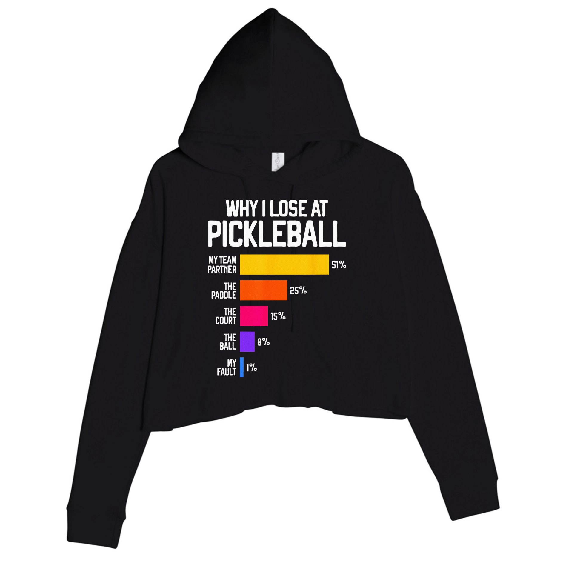 Why I Lose At Pickleball Humor Funny Pickleballers Crop Fleece Hoodie