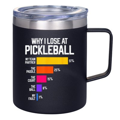 Why I Lose At Pickleball Humor Funny Pickleballers 12oz Stainless Steel Coffee Mug