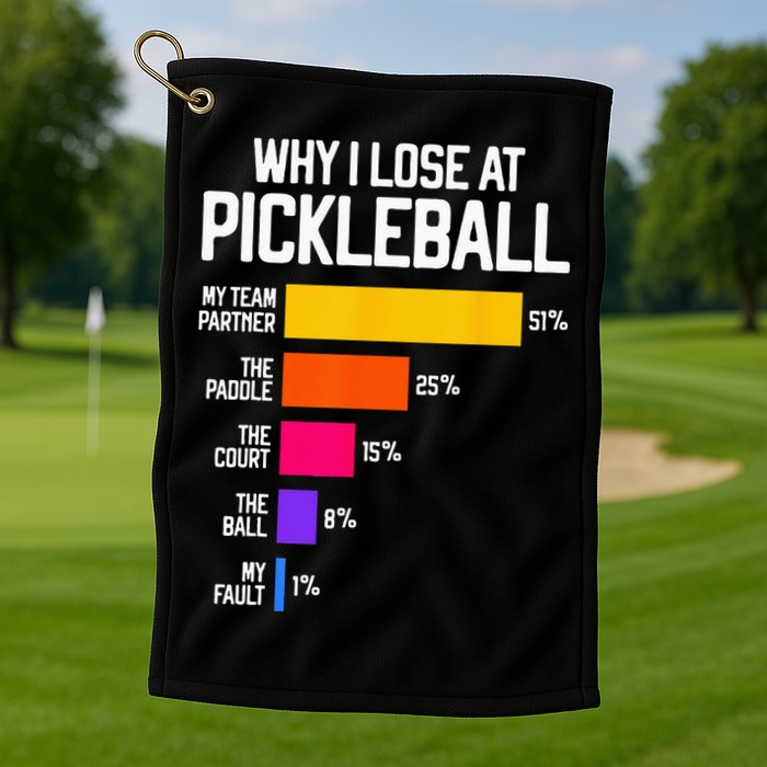 Why I Lose At Pickleball Humor Funny Pickleballers Golf Towel