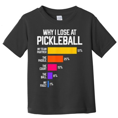 Why I Lose At Pickleball Humor Funny Pickleballers Toddler T-Shirt