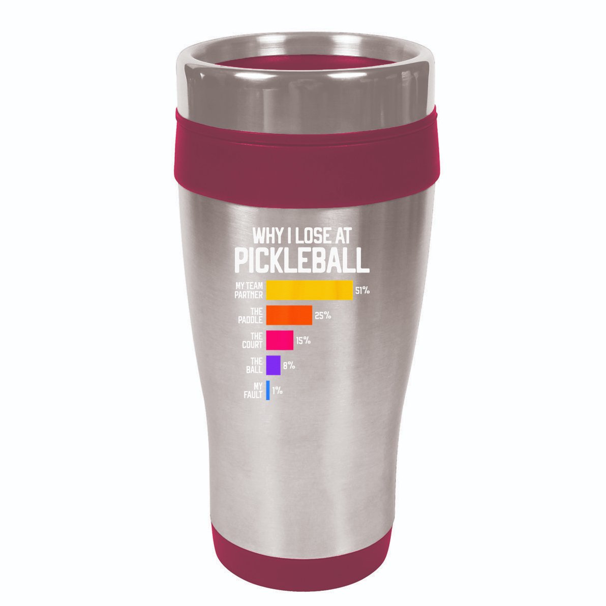Why I Lose At Pickleball Humor Funny Pickleballers 16oz Travel Tumbler