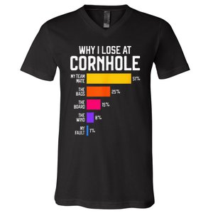 Why I Lose At Cornhole Humor Toss Like A Boss V-Neck T-Shirt