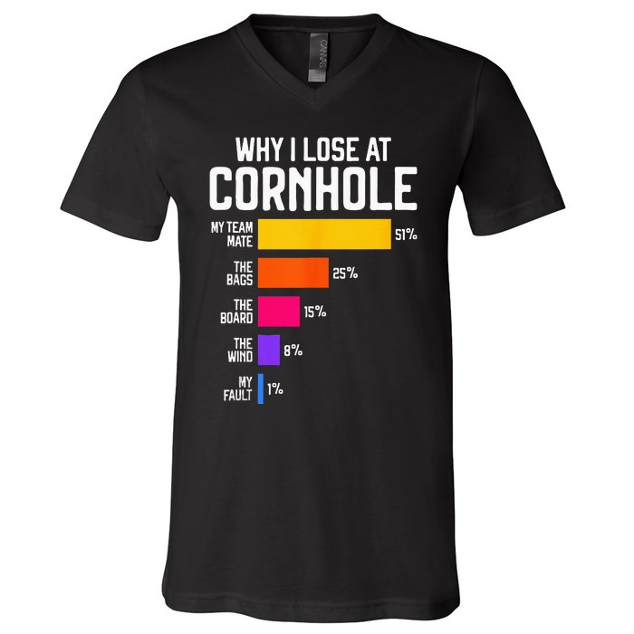 Why I Lose At Cornhole Humor Toss Like A Boss V-Neck T-Shirt