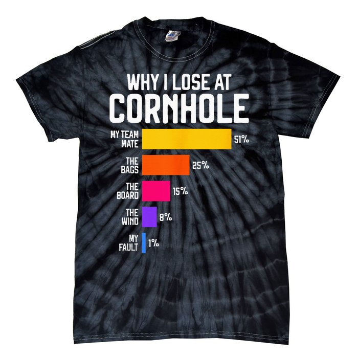 Why I Lose At Cornhole Humor Toss Like A Boss Tie-Dye T-Shirt