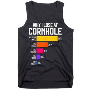 Why I Lose At Cornhole Humor Toss Like A Boss Tank Top