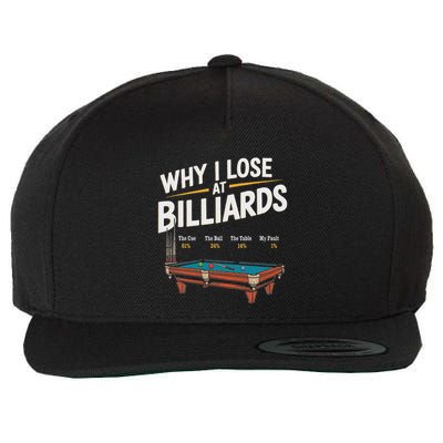 Why I Lose At Billiards Pool Player Billiard Snooker Funny Wool Snapback Cap