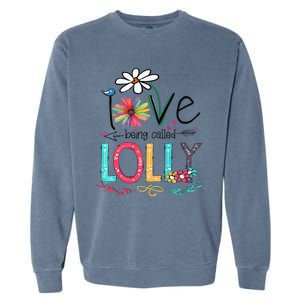 Womens I Love Being Called Lolly Sunflower Mother's Day Garment-Dyed Sweatshirt