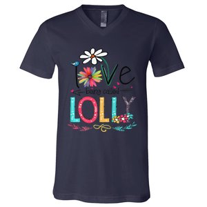 Womens I Love Being Called Lolly Sunflower Mother's Day V-Neck T-Shirt