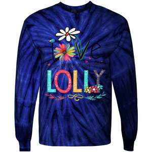 Womens I Love Being Called Lolly Sunflower Mother's Day Tie-Dye Long Sleeve Shirt