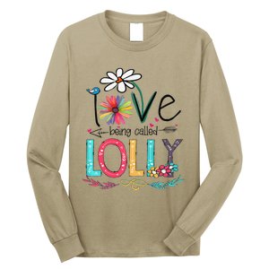 Womens I Love Being Called Lolly Sunflower Mother's Day Long Sleeve Shirt