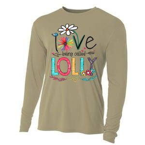 Womens I Love Being Called Lolly Sunflower Mother's Day Cooling Performance Long Sleeve Crew