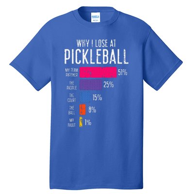 Why I Lose At Pickleball Tall T-Shirt