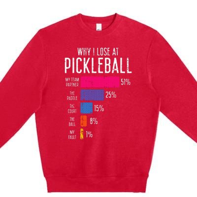 Why I Lose At Pickleball Premium Crewneck Sweatshirt