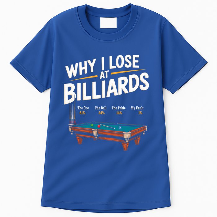 Why I Lose At Billiards Pool Player Billiard Snooker Tall T-Shirt
