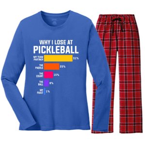 Why I Lose Pickleball: Funny Pickleball Humor Great Gift Women's Long Sleeve Flannel Pajama Set 