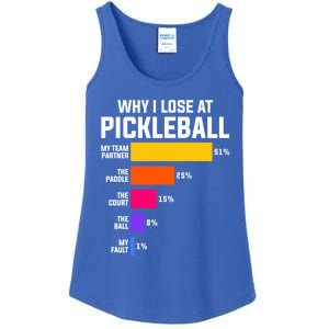 Why I Lose Pickleball: Funny Pickleball Humor Great Gift Ladies Essential Tank