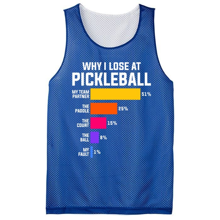 Why I Lose Pickleball: Funny Pickleball Humor Great Gift Mesh Reversible Basketball Jersey Tank