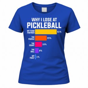 Why I Lose Pickleball: Funny Pickleball Humor Great Gift Women's T-Shirt