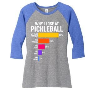 Why I Lose Pickleball: Funny Pickleball Humor Great Gift Women's Tri-Blend 3/4-Sleeve Raglan Shirt