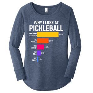 Why I Lose Pickleball: Funny Pickleball Humor Great Gift Women's Perfect Tri Tunic Long Sleeve Shirt