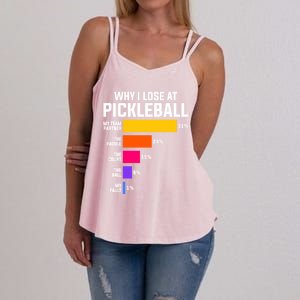 Why I Lose Pickleball: Funny Pickleball Humor Great Gift Women's Strappy Tank