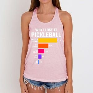 Why I Lose Pickleball: Funny Pickleball Humor Great Gift Women's Knotted Racerback Tank