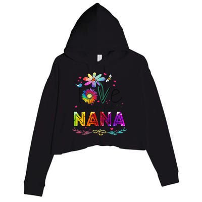 Womens I Love Being Called Nana Daisy Flower Cute Mother's Day Crop Fleece Hoodie