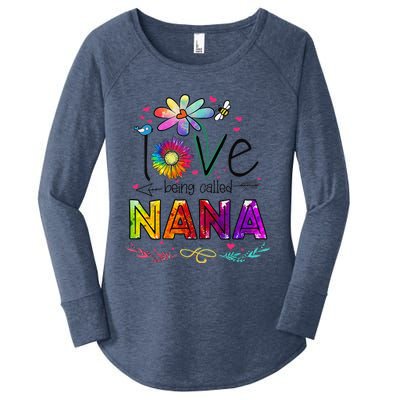 Womens I Love Being Called Nana Daisy Flower Cute Mother's Day Women's Perfect Tri Tunic Long Sleeve Shirt