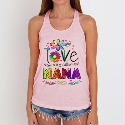 Womens I Love Being Called Nana Daisy Flower Cute Mother's Day Women's Knotted Racerback Tank