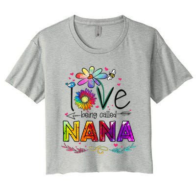 Womens I Love Being Called Nana Daisy Flower Cute Mother's Day Women's Crop Top Tee