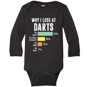 Why I Lose At Darts Funny Darts Player Baby Long Sleeve Bodysuit