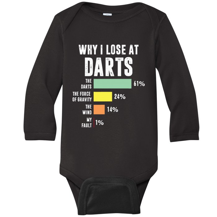 Why I Lose At Darts Funny Darts Player Baby Long Sleeve Bodysuit