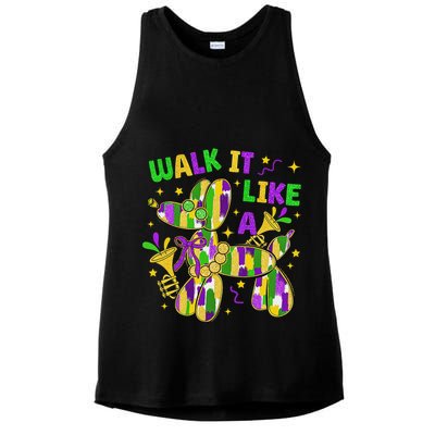 Walk It Like A Dog Happy Mardi Gras New Orleans Fat Tuesday Ladies PosiCharge Tri-Blend Wicking Tank