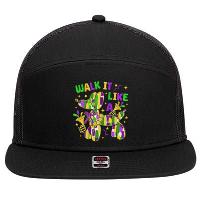 Walk It Like A Dog Happy Mardi Gras New Orleans Fat Tuesday 7 Panel Mesh Trucker Snapback Hat