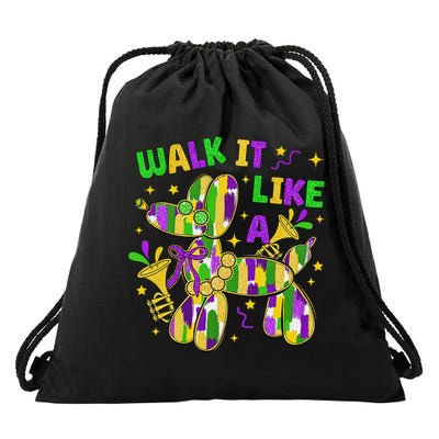 Walk It Like A Dog Happy Mardi Gras New Orleans Fat Tuesday Drawstring Bag