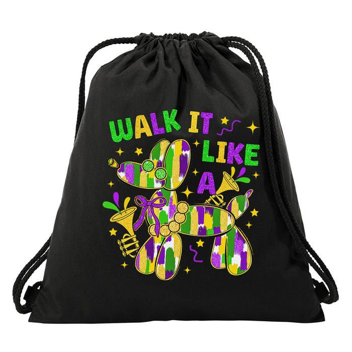 Walk It Like A Dog Happy Mardi Gras New Orleans Fat Tuesday Drawstring Bag