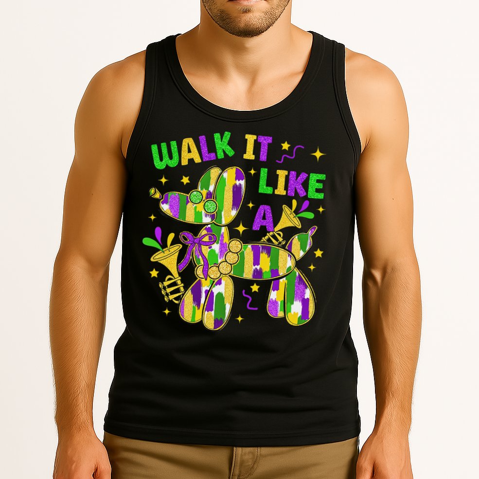 Walk It Like A Dog Happy Mardi Gras New Orleans Fat Tuesday Tank Top