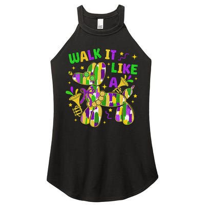 Walk It Like A Dog Happy Mardi Gras New Orleans Fat Tuesday Women's Perfect Tri Rocker Tank