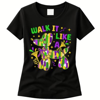 Walk It Like A Dog Happy Mardi Gras New Orleans Fat Tuesday Womens T-Shirt