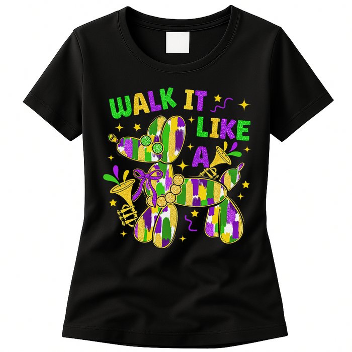 Walk It Like A Dog Happy Mardi Gras New Orleans Fat Tuesday Womens T-Shirt