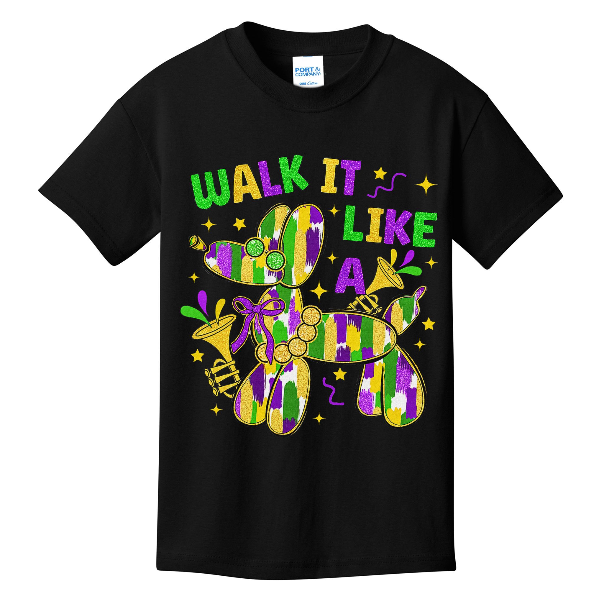 Walk It Like A Dog Happy Mardi Gras New Orleans Fat Tuesday Kids T-Shirt