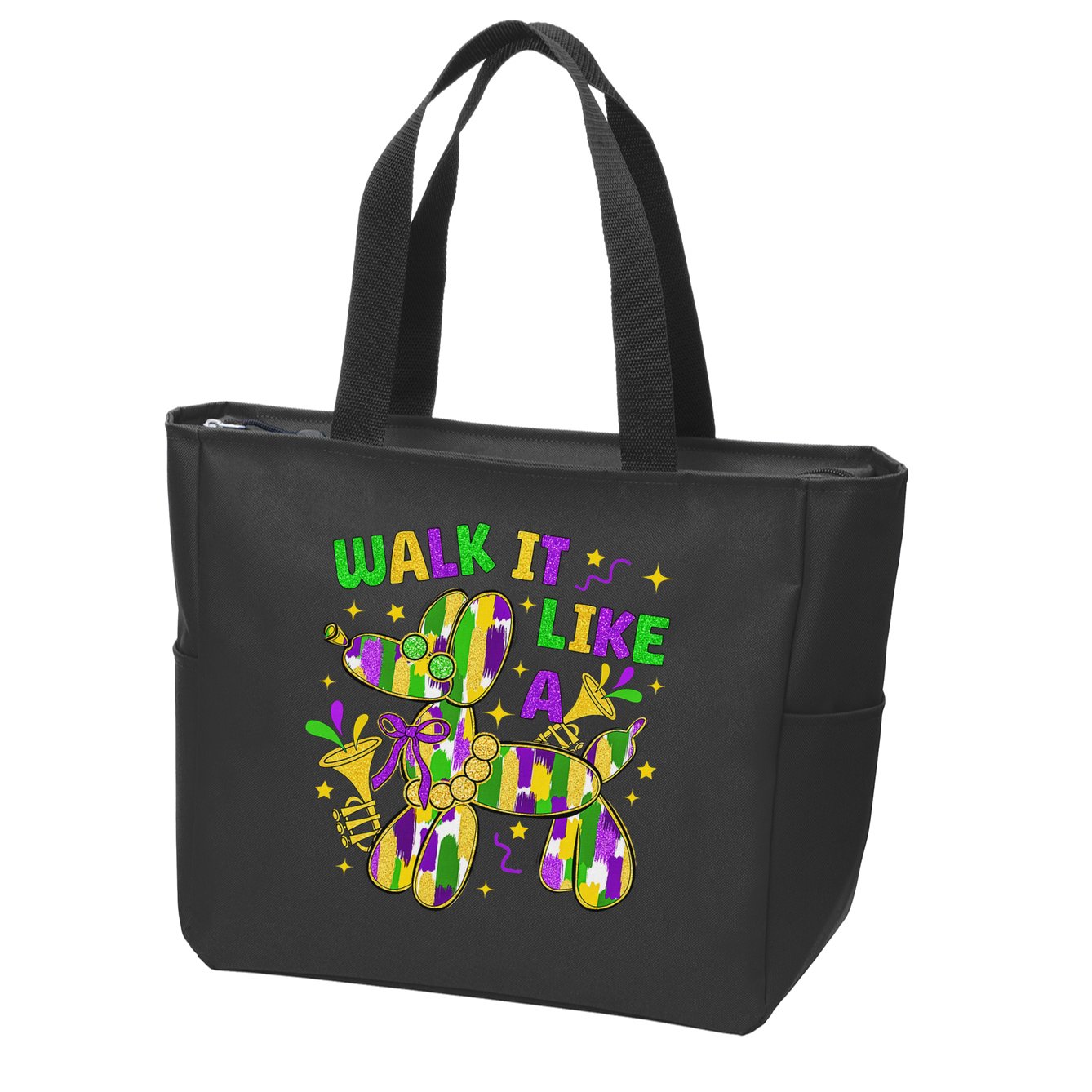 Walk It Like A Dog Happy Mardi Gras New Orleans Fat Tuesday Zip Tote Bag