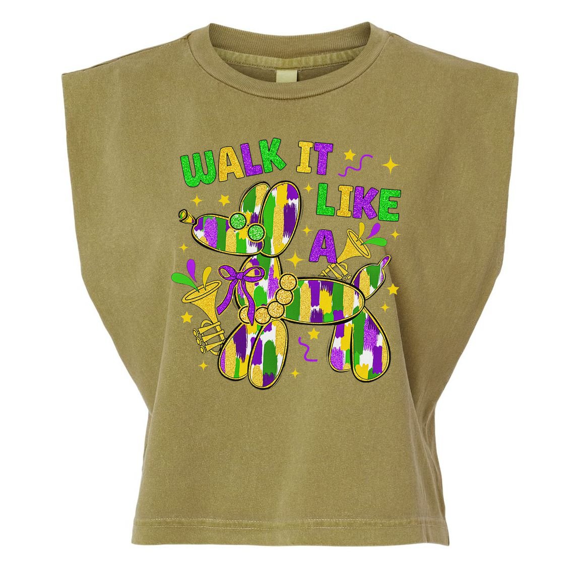 Walk It Like A Dog Happy Mardi Gras New Orleans Fat Tuesday Garment-Dyed Women's Muscle Tee
