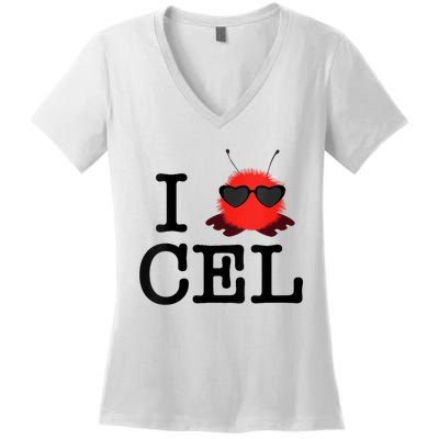 Womens I Love CEL Women's V-Neck T-Shirt