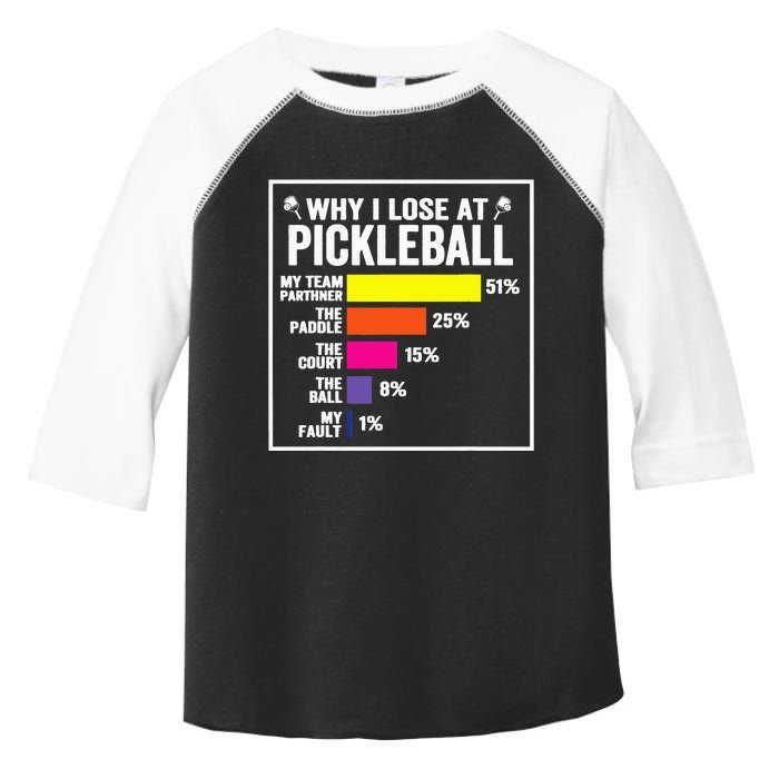 Why I Lose at Pickleball Humor Funny Pickleballers Toddler Fine Jersey T-Shirt