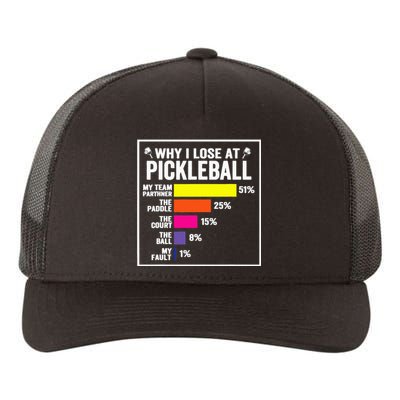 Why I Lose at Pickleball Humor Pickleballers Yupoong Adult 5-Panel Trucker Hat