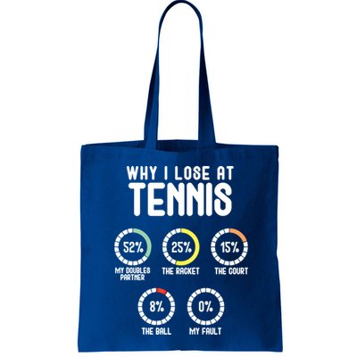 Why I Lose At Tennis Cute Percentage Tennis Player Funny Gift Bag