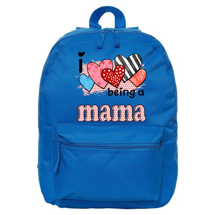 Wo I Love Being A Mama Cute Hearts Mama Gift 16 in Basic Backpack